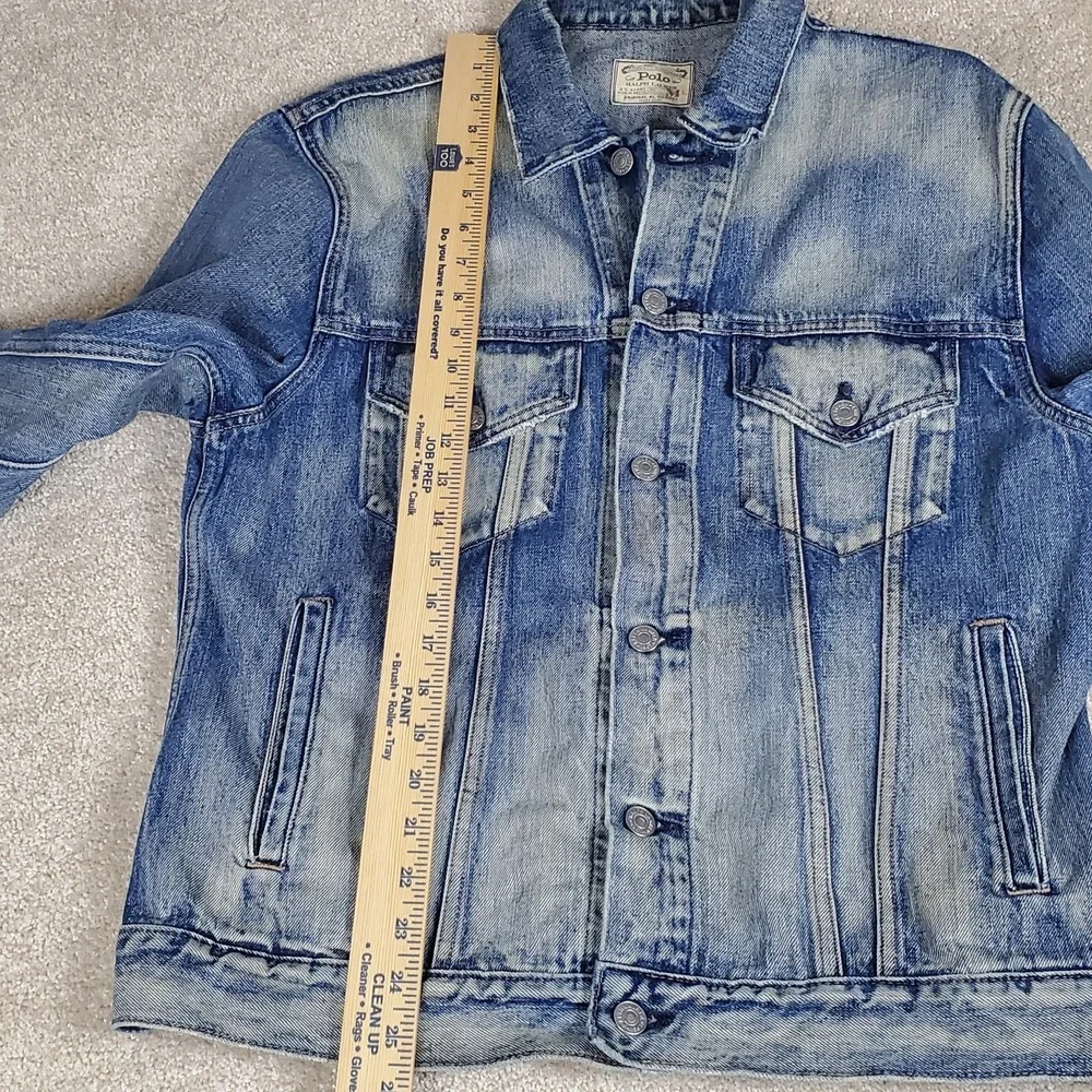 Polo Ralph Lauren Men's Blue Jean Jacket Size M Distressed Trucker Vintage 1990s